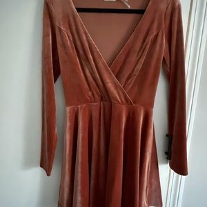 Burnt orange velvet skater dress